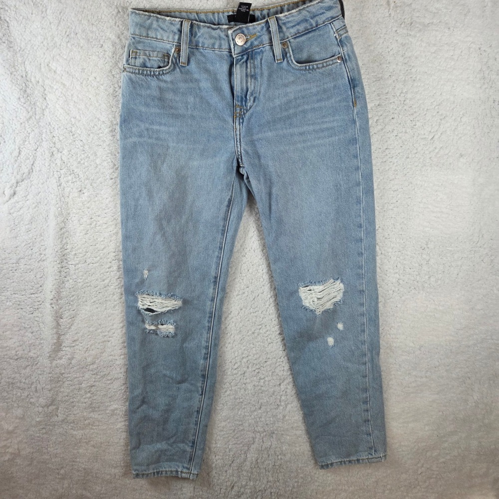 FOREVER 21 KIDS Girls Blue Light Wash Ripped Distressed Mom Jeans Size 9 10